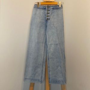 Girls wide leg button up jeans